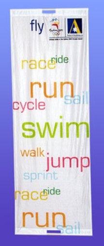 (image for) DROP BANNER: Sydney 2000 Olympics "run, swim, jump, walk etc"